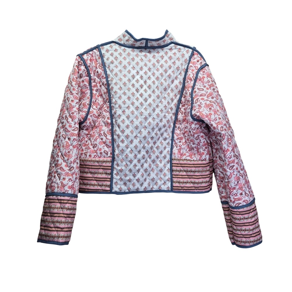 Reversible Quilted Patchwork Jacket Blue Pink Pai… - image 8